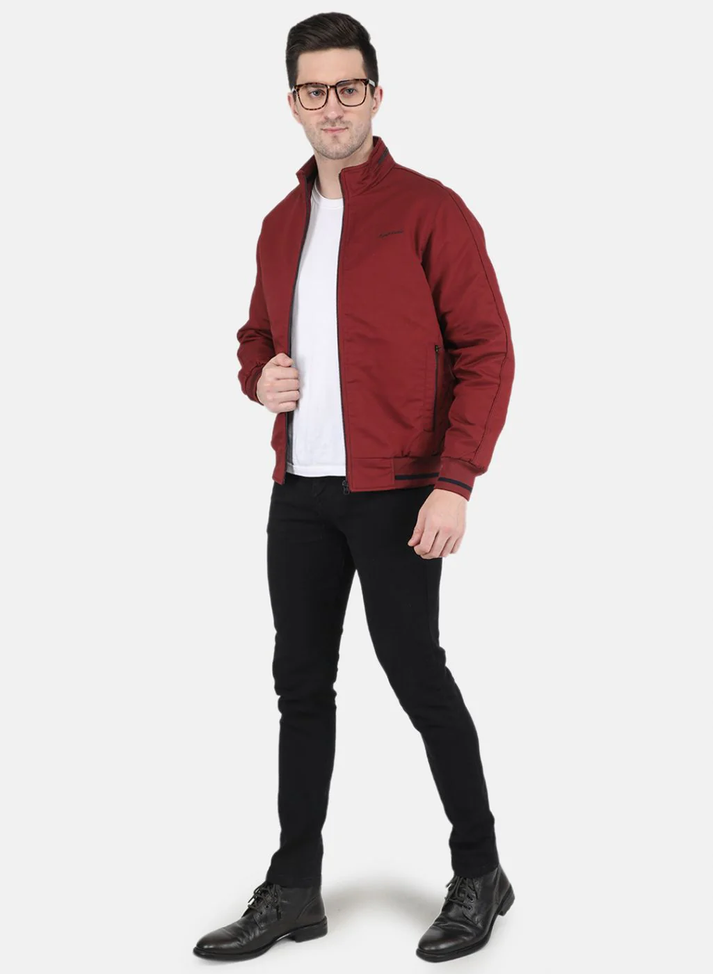 Men Rust Orange Printed Jacket - Image 4