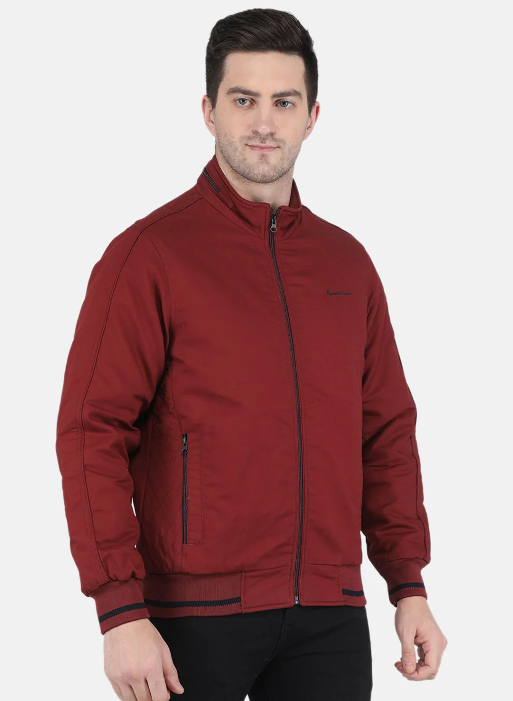 Men Rust Orange Printed Jacket - Image 6