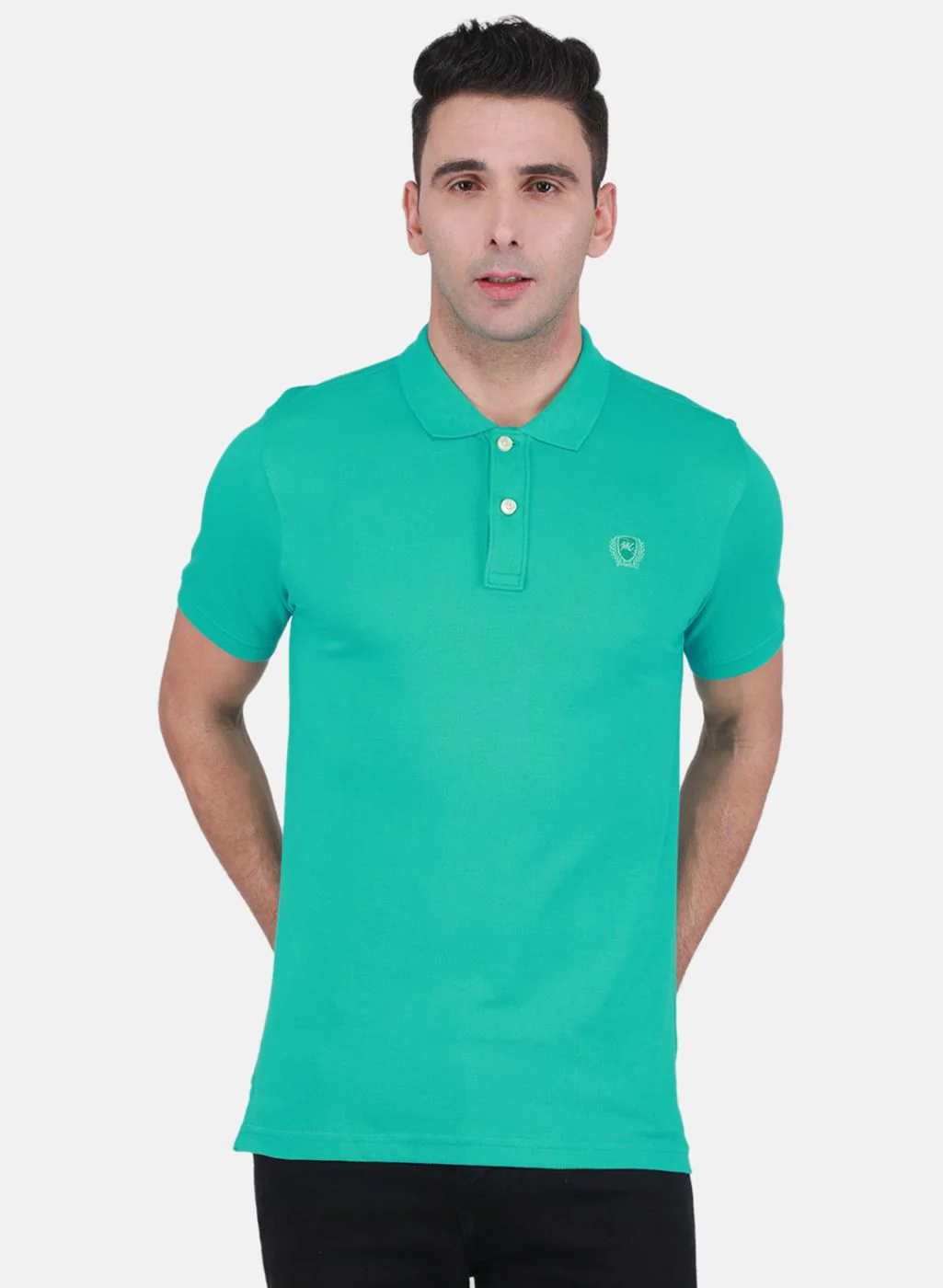 Men Sea Green Solid T-Shirt