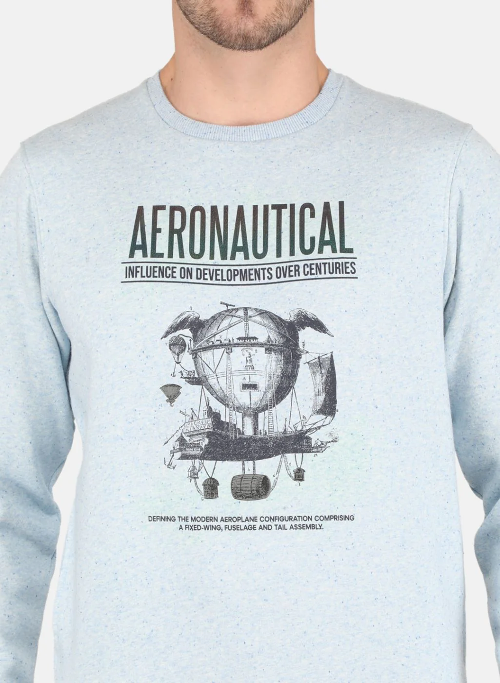 Men Sky Blue Jaquard Sweatshirt - Image 5