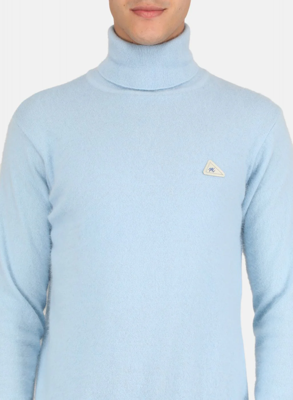 Men Sky Blue Solid Pullover - Image 5