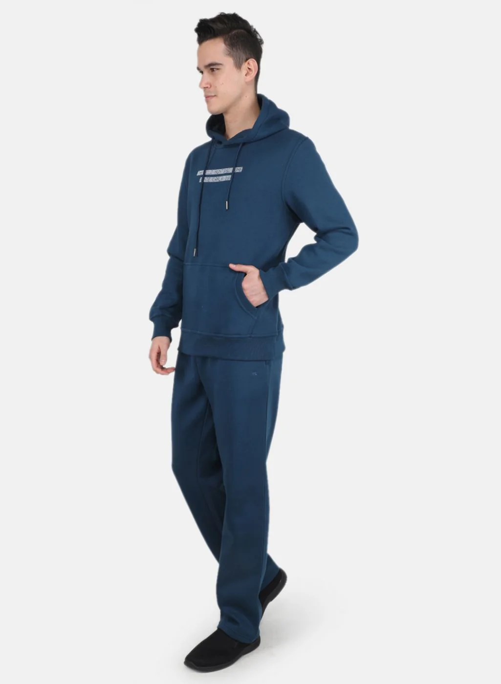 Men Teal Blue Solid Tracksuit - Image 2