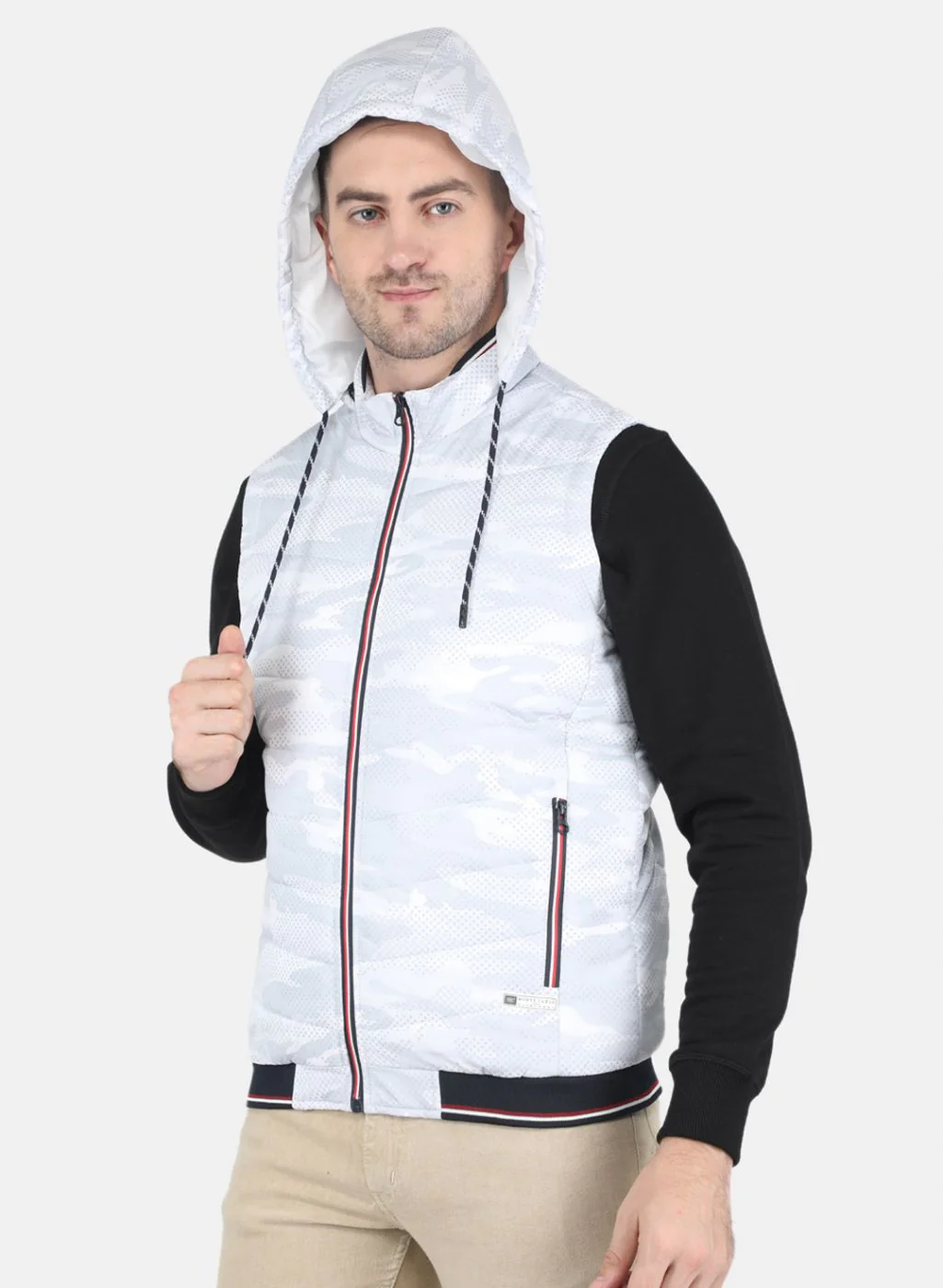 Men White Printed Jacket - Image 2