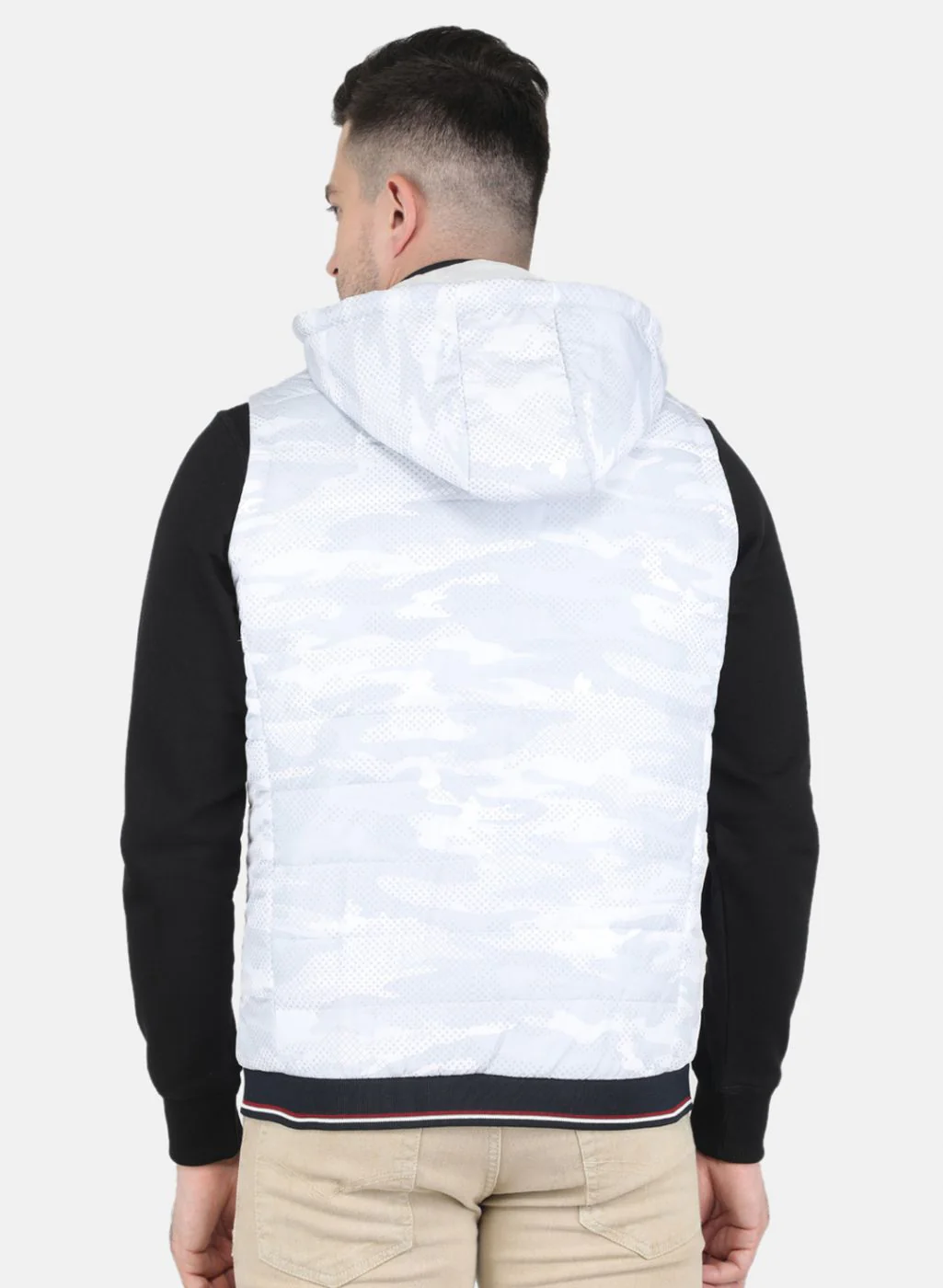Men White Printed Jacket - Image 3