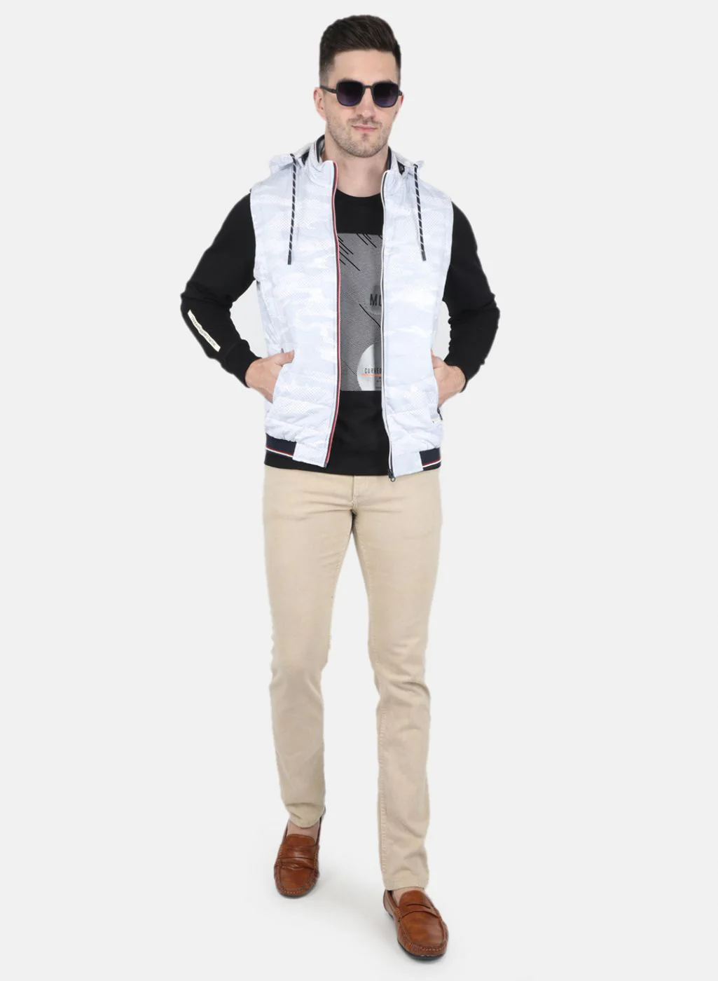 Men White Printed Jacket - Image 4