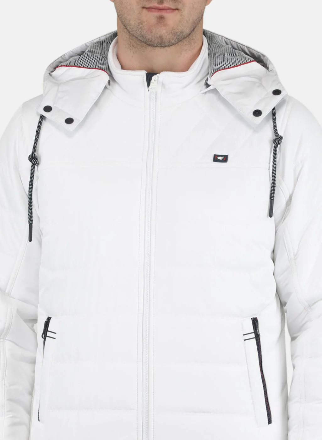 Men White Solid Jacket - Image 5
