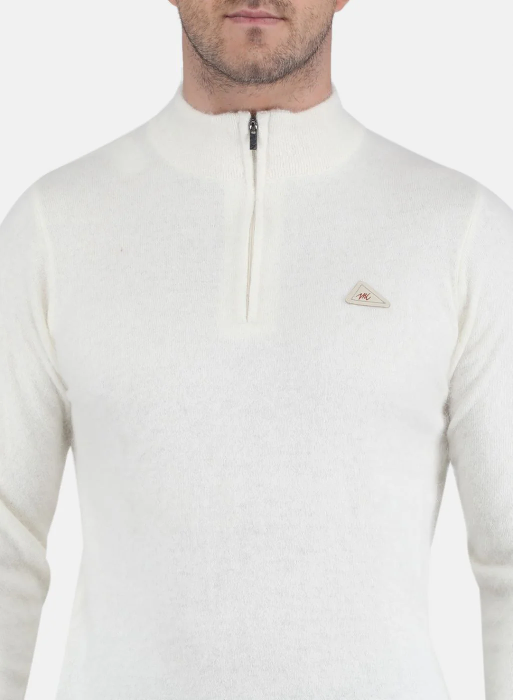 Men White Solid Pullover - Image 5