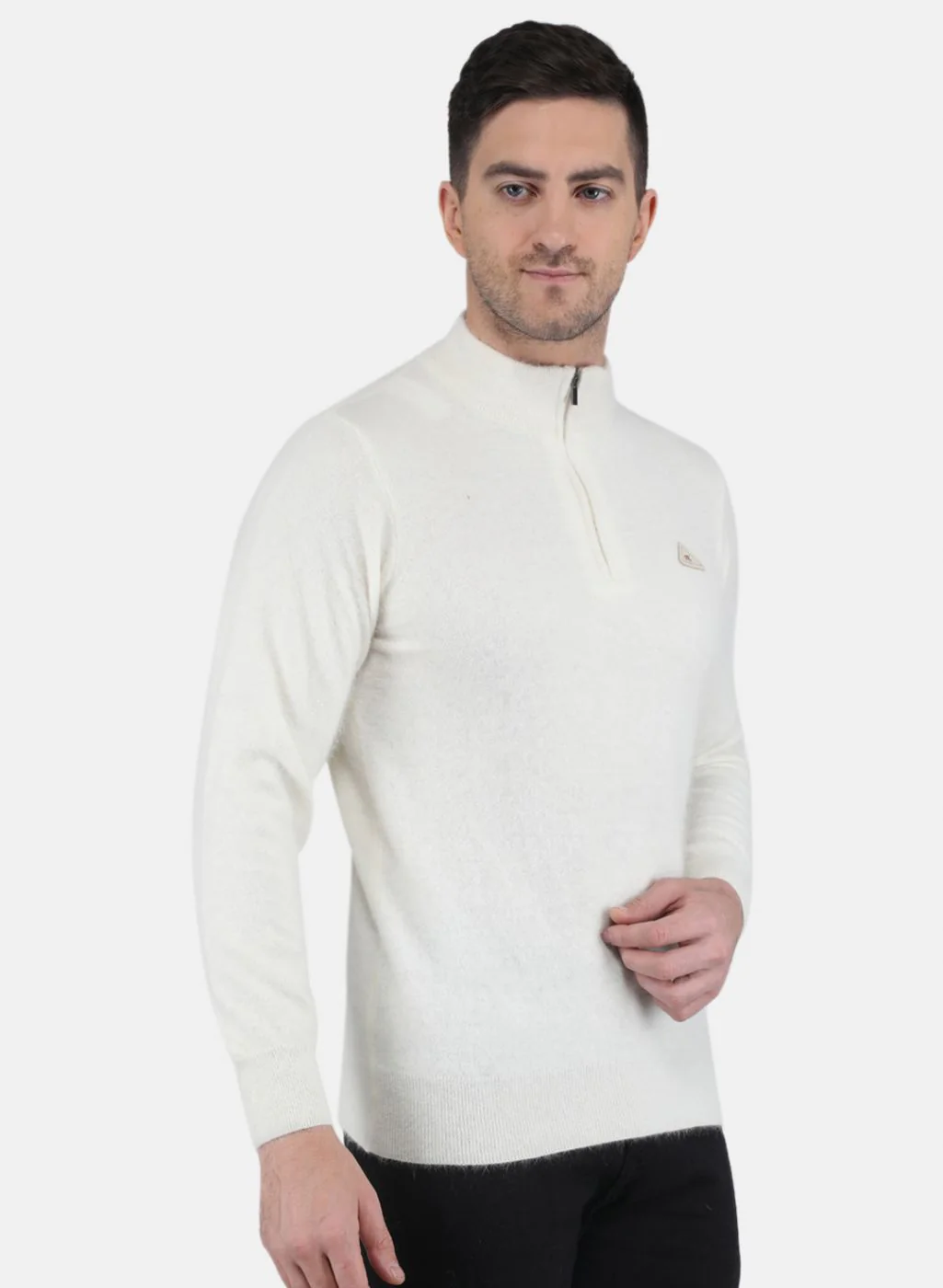 Men White Solid Pullover - Image 6