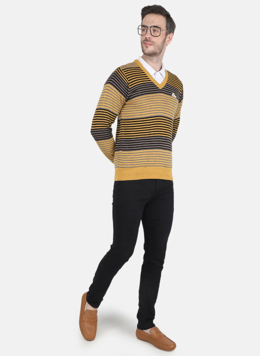 Men Yellow Stripe Pullover - Image 4