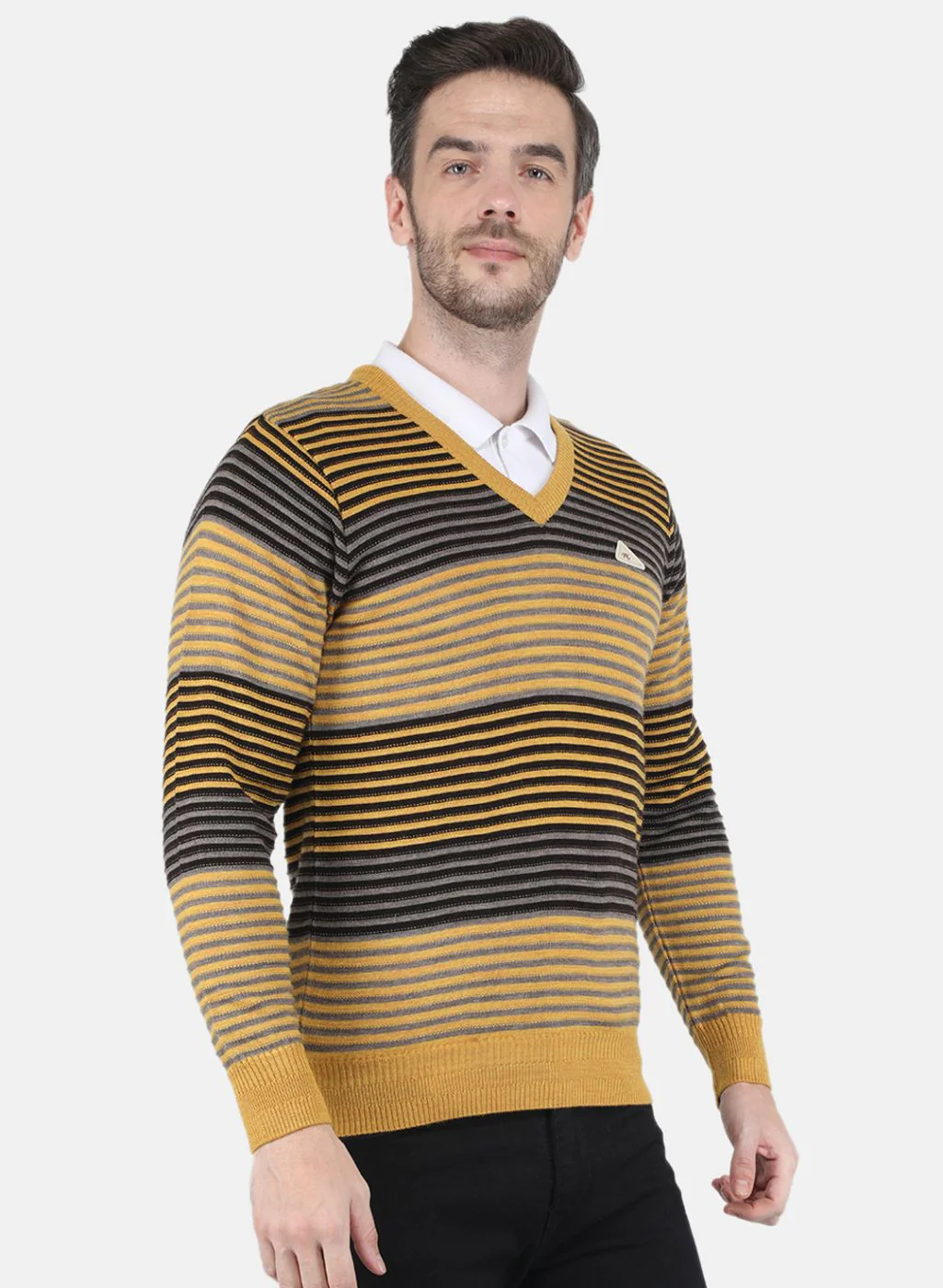 Men Yellow Stripe Pullover - Image 6