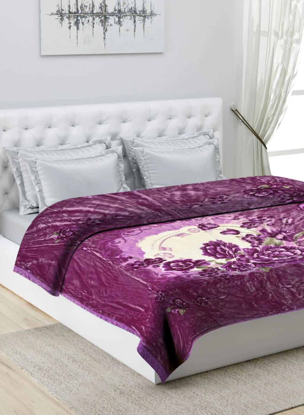 Printed Mink Double Blanket for Heavy Winter -1 Ply