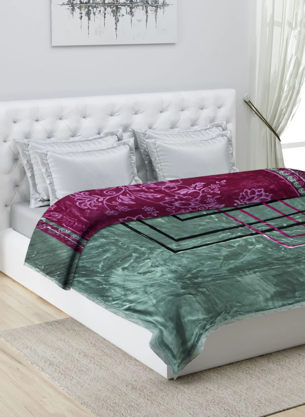 Printed Mink Double Blanket for Heavy Winter -2 Ply