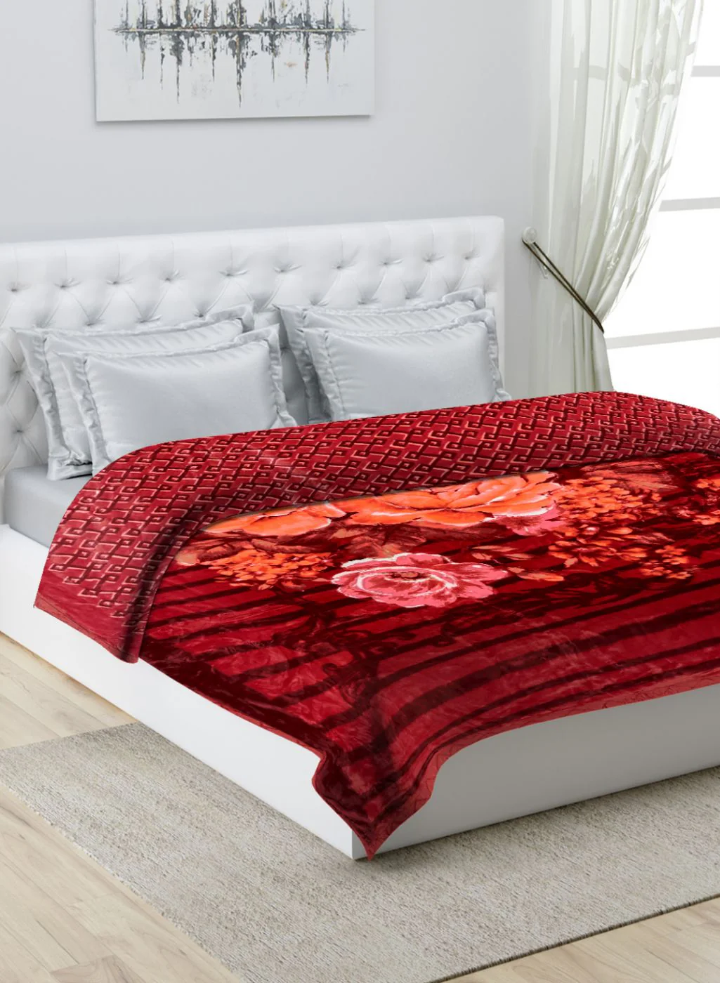 Printed Mink Double Blanket for Heavy Winter -3 Ply