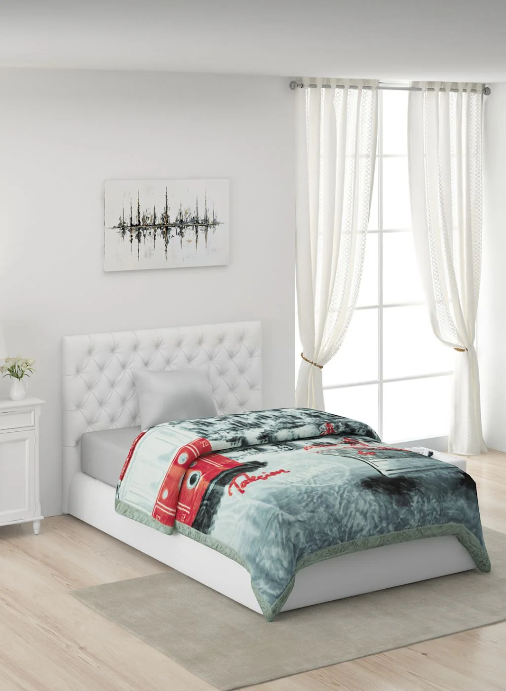Printed Mink Single Blanket for Heavy Winter -1 Ply - Image 2