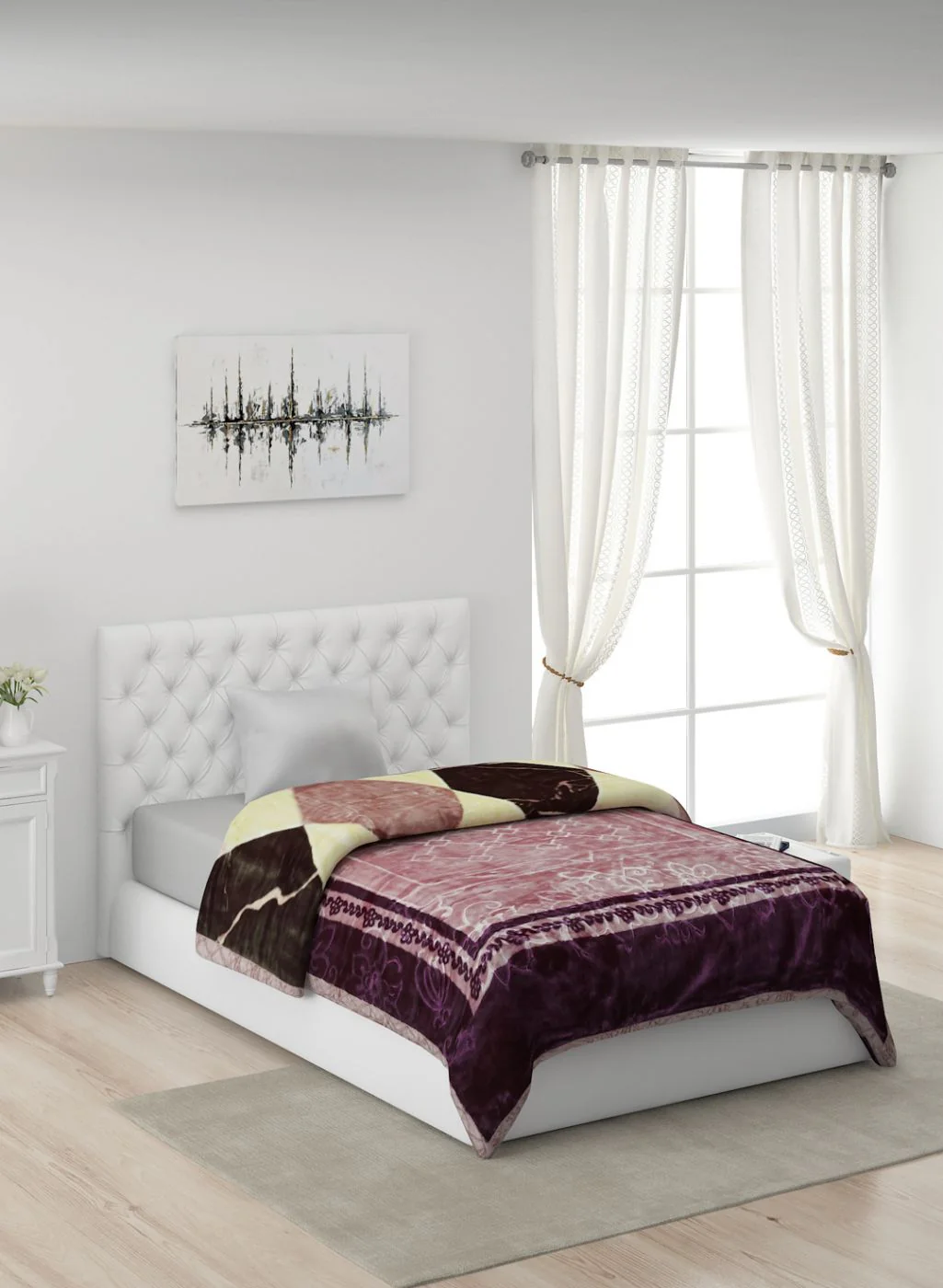 Printed Mink Single Blanket for Heavy Winter -2 Ply - Image 2
