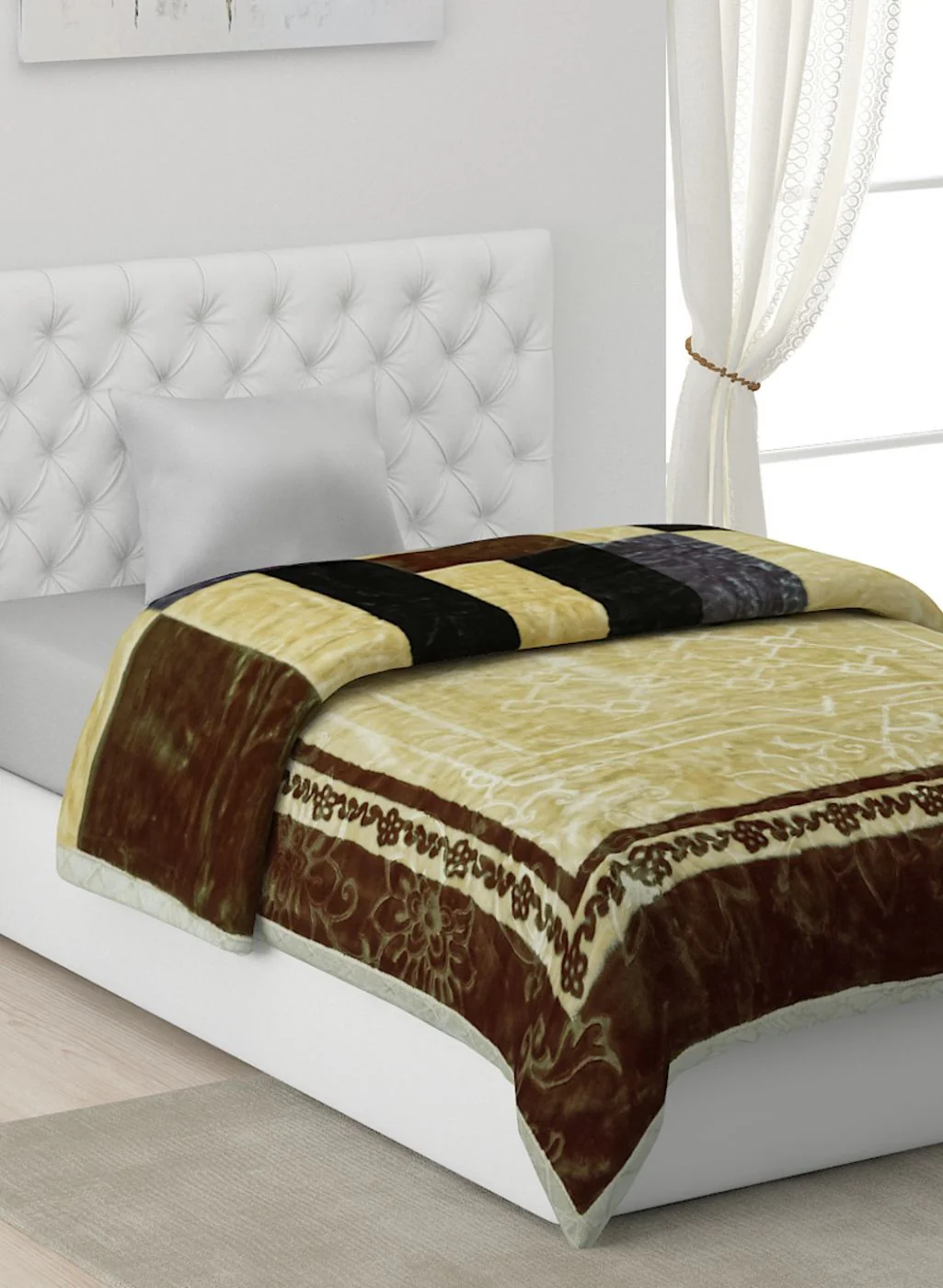 Printed Mink Single Blanket for Heavy Winter -2 Ply