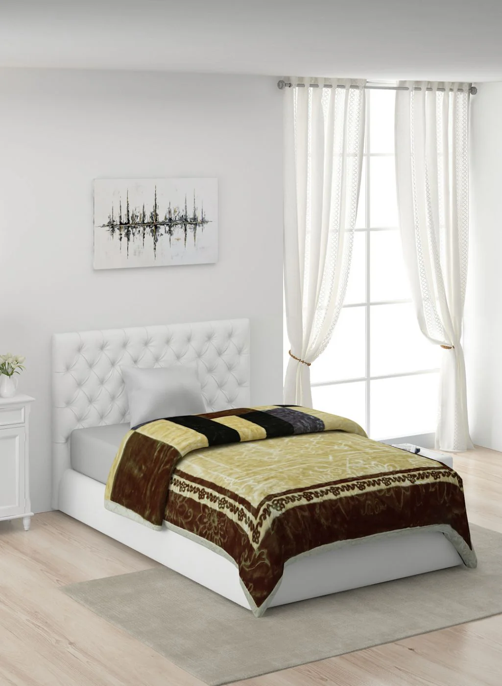 Printed Mink Single Blanket for Heavy Winter -2 Ply - Image 2
