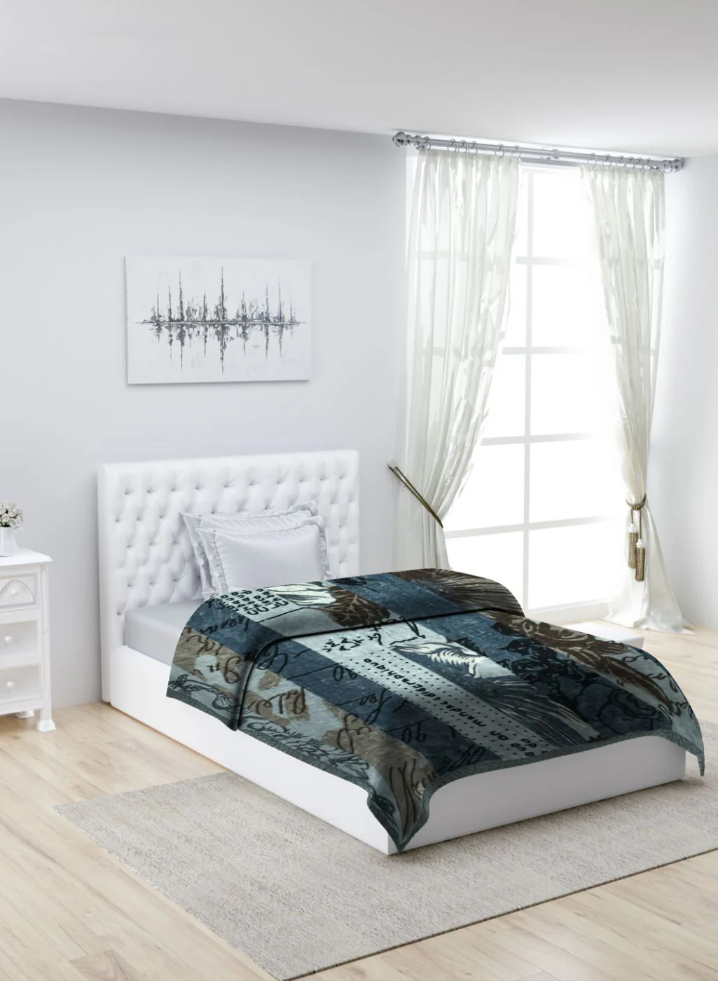 Printed Mink Single Blanket for Mild Winter - 2 Ply - Image 2