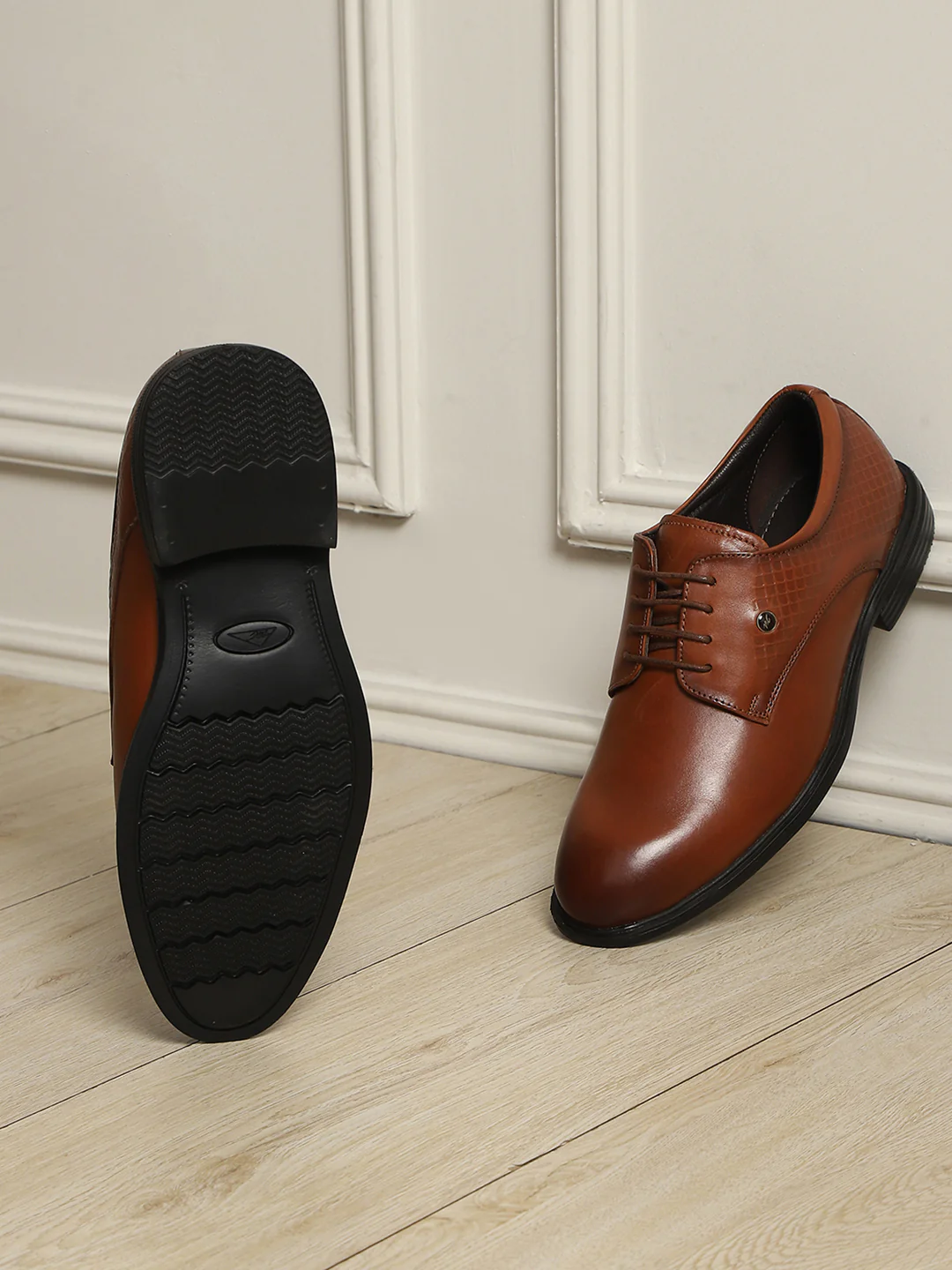 Monte Carlo Tan Polished Finish Formal & Business Lace Up Style Derby Dress Shoes for Men