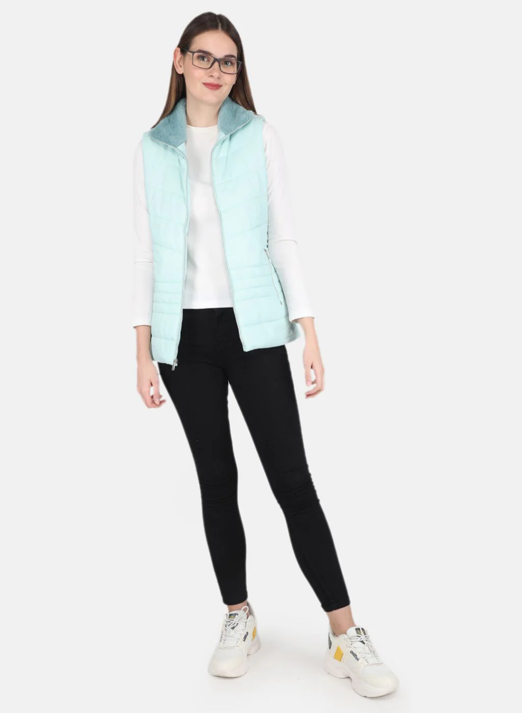 Women Aqua Blue Printed Jacket - Image 4