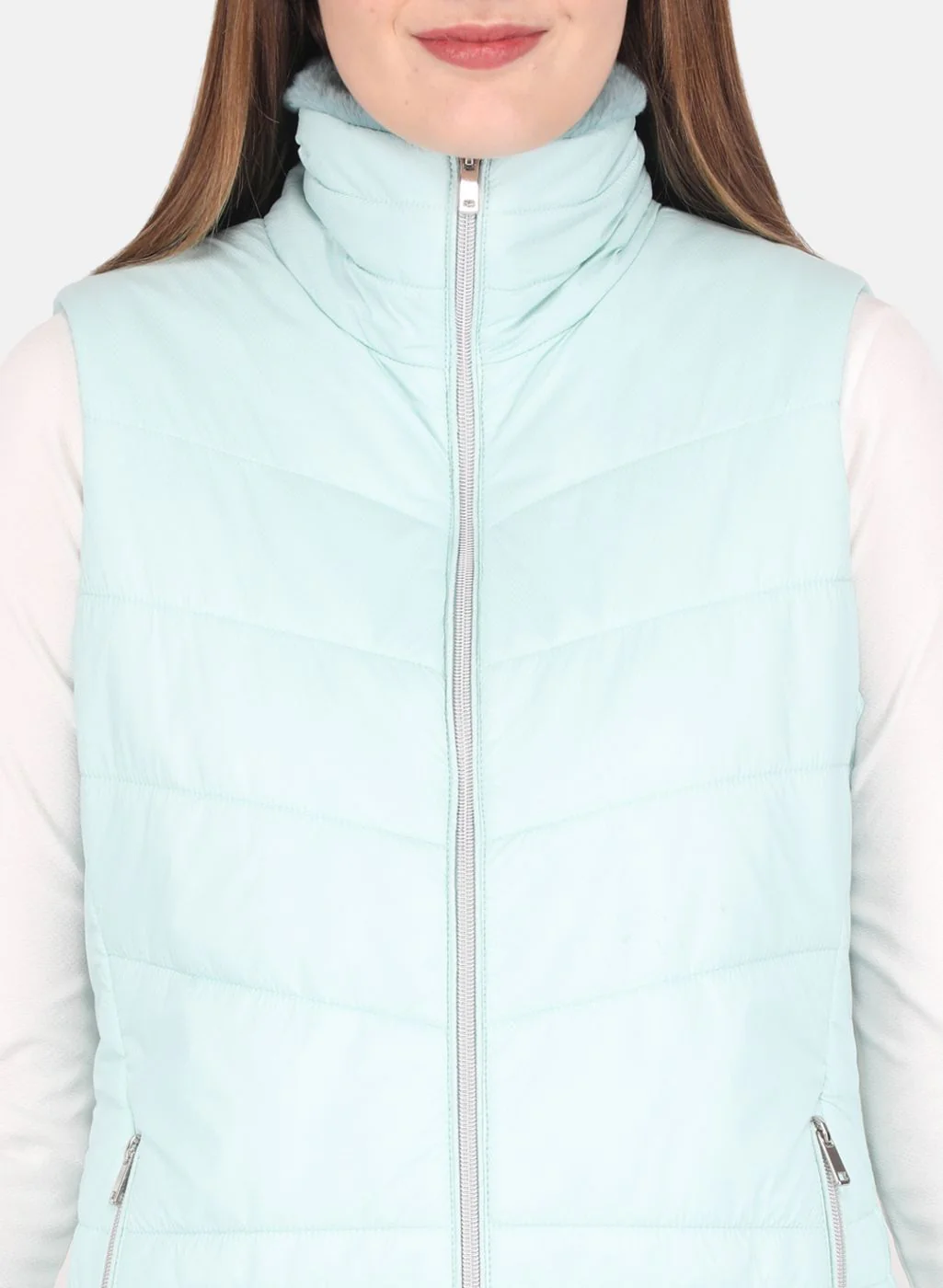 Women Aqua Blue Printed Jacket - Image 5