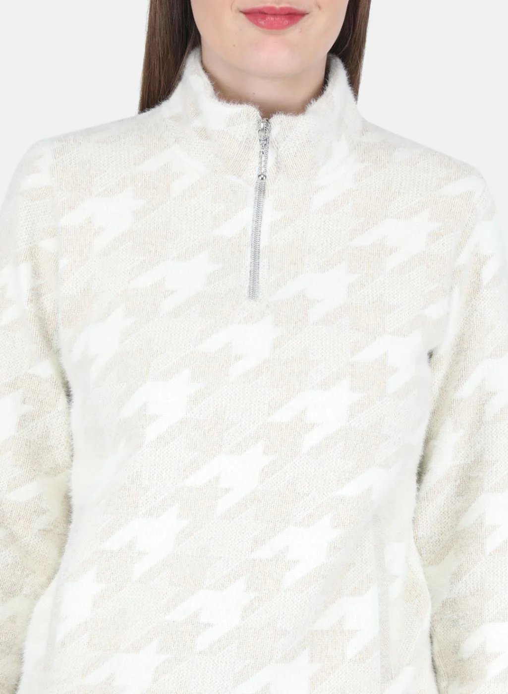 Women Beige Jaquard CoordiNAte Set - Image 5