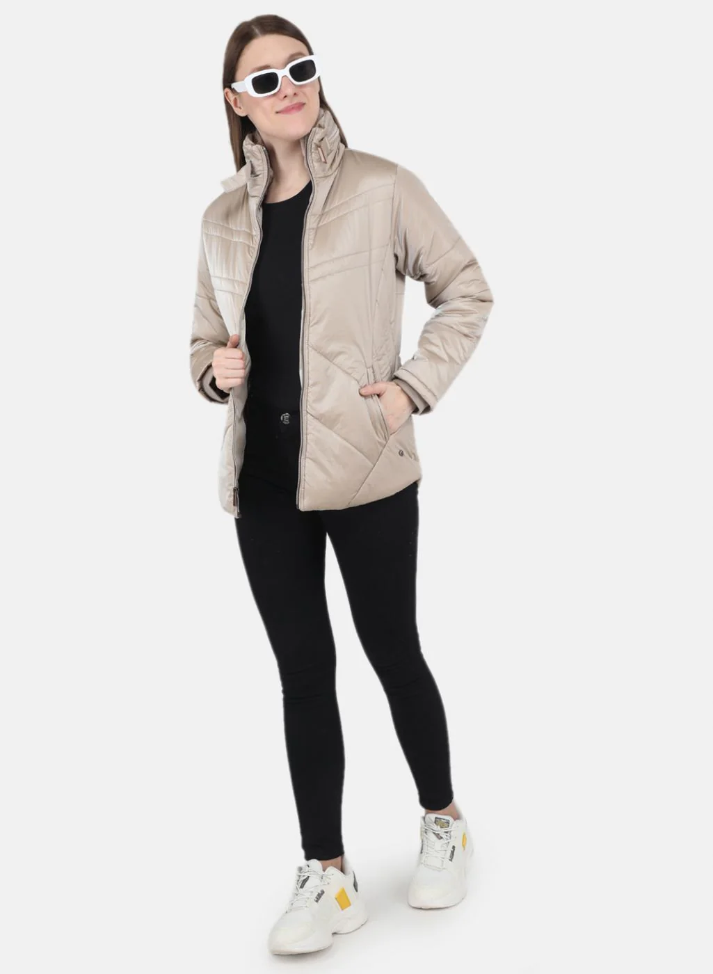 Women Beige Printed Jacket - Image 3