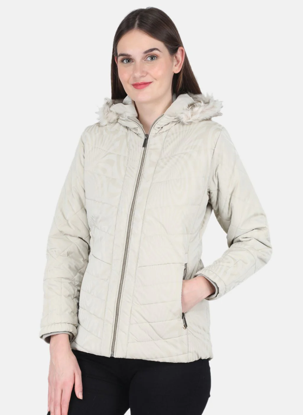Women Beige Printed Jacket - Image 2