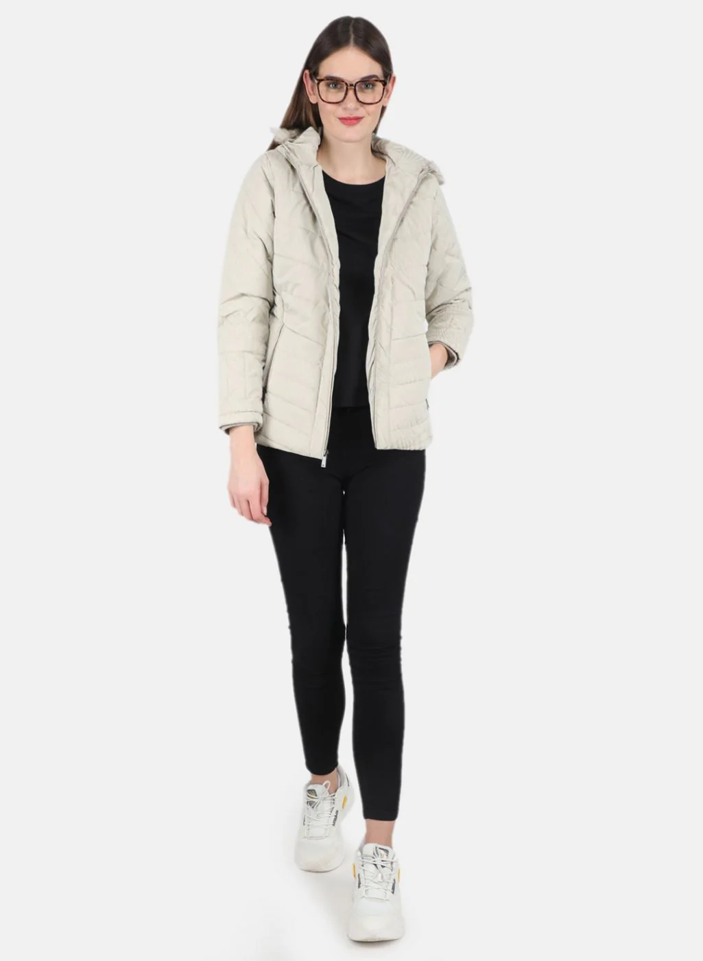 Women Beige Printed Jacket - Image 4