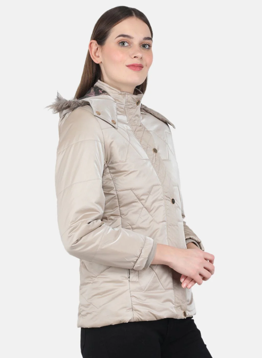 Women Beige Printed Jacket - Image 2