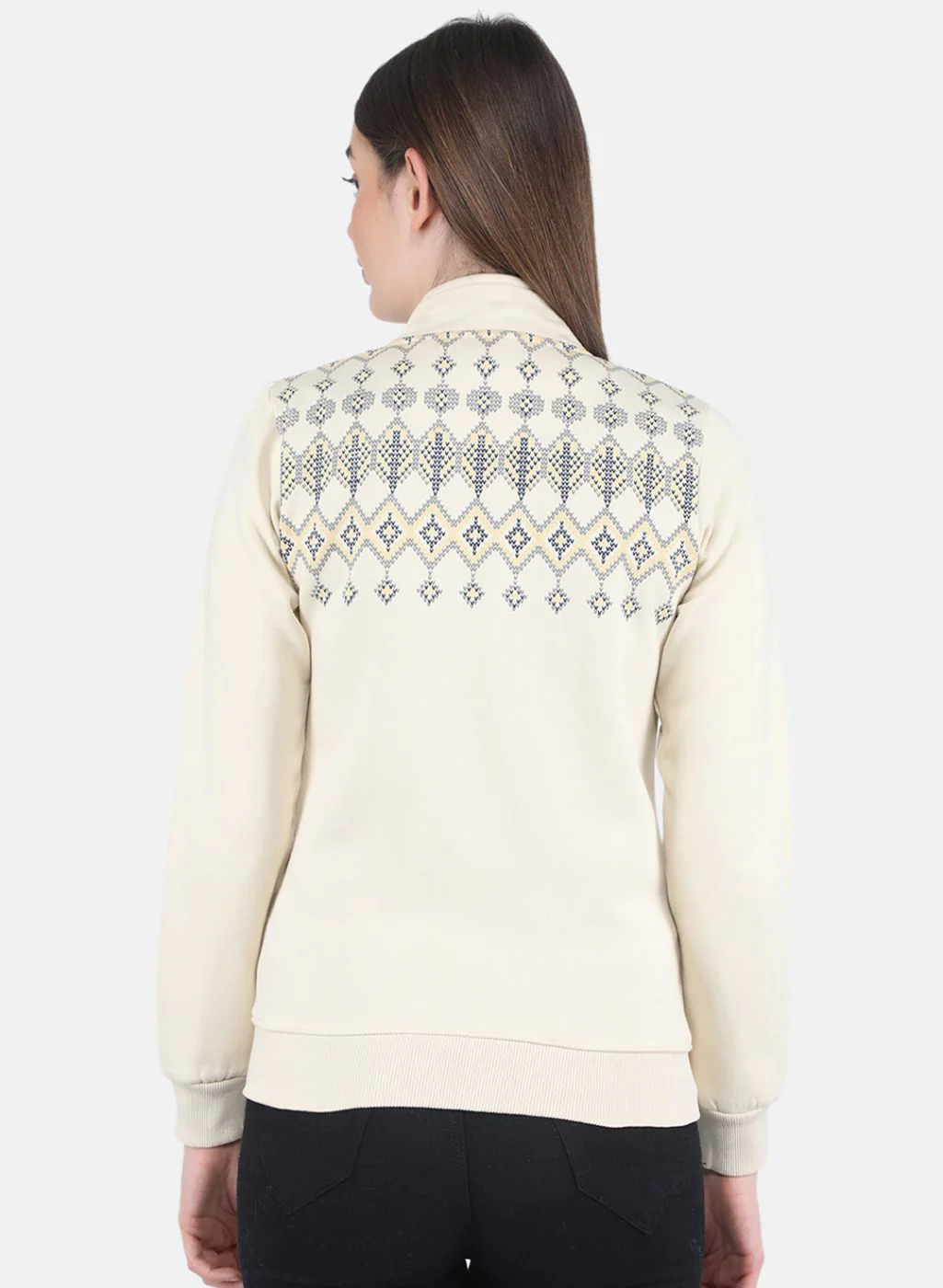 Women Beige Printed Sweatshirt - Image 3
