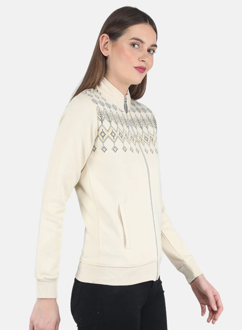 Women Beige Printed Sweatshirt - Image 6