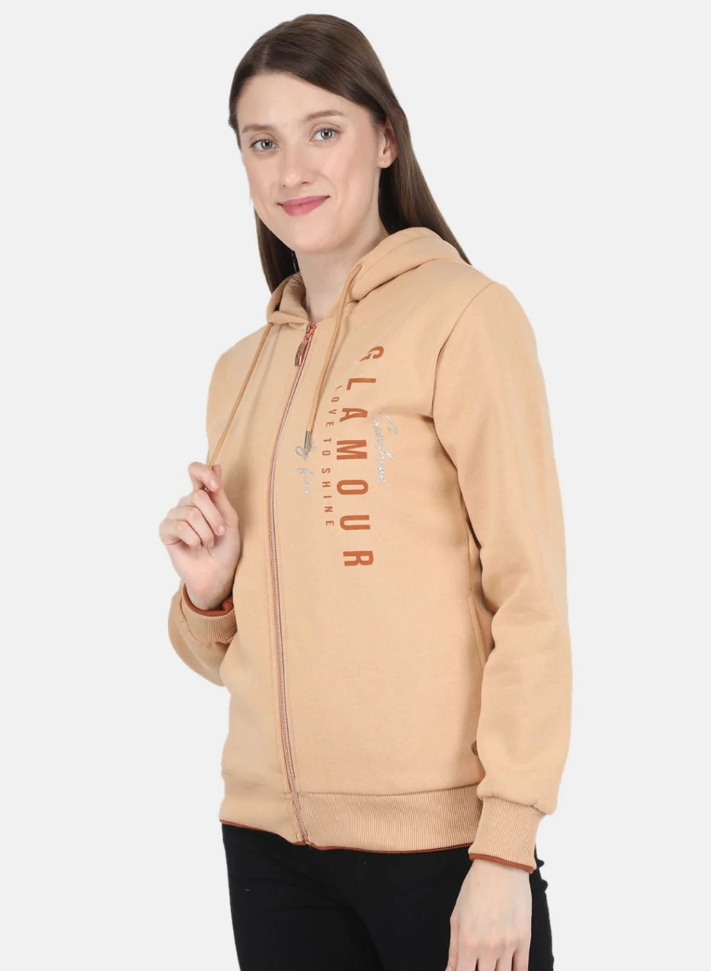 Women Beige Printed Sweatshirt - Image 2