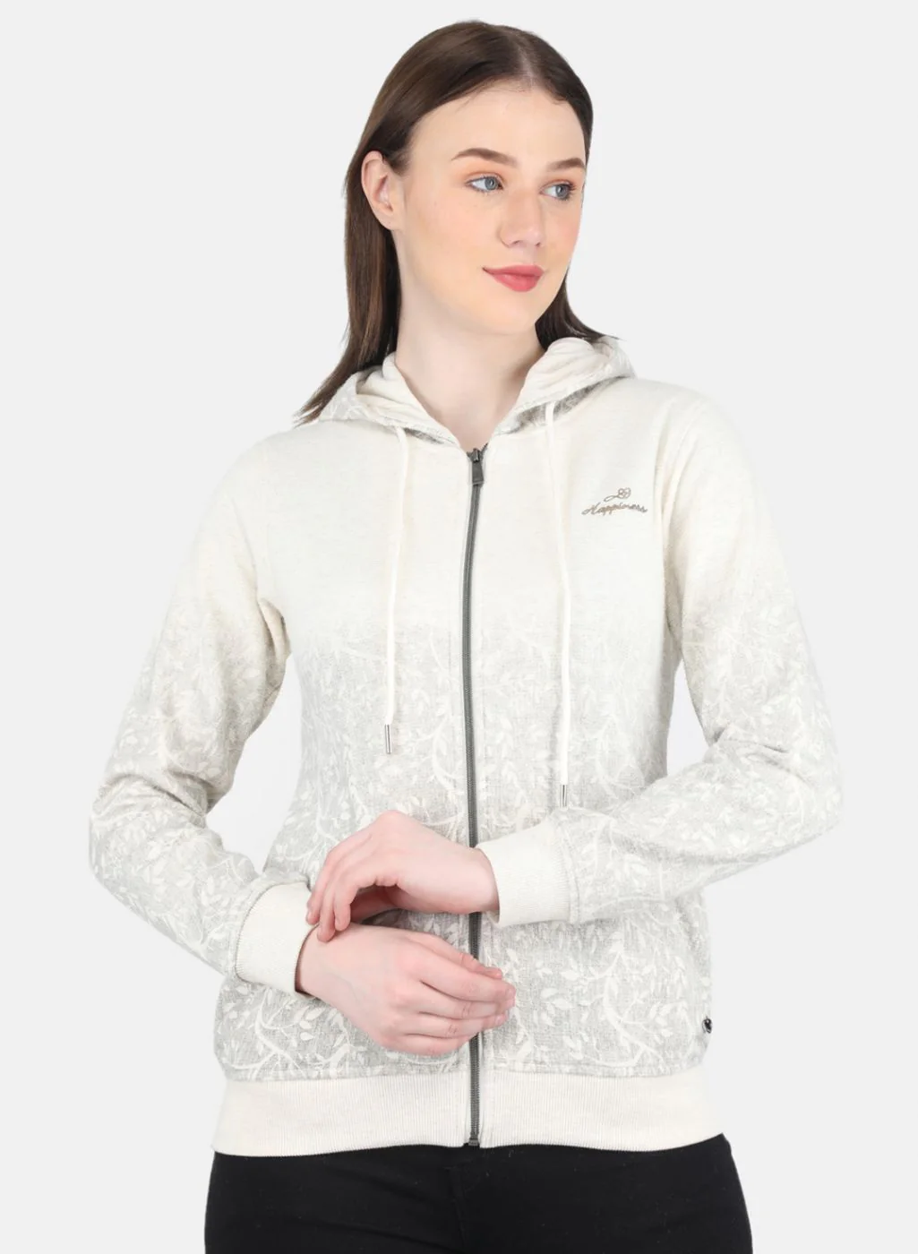 Women Beige Printed Sweatshirt