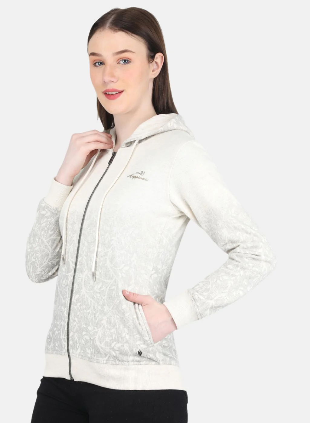Women Beige Printed Sweatshirt - Image 2
