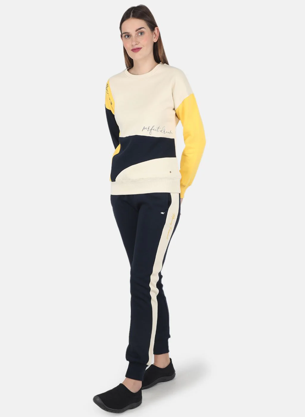 Women Beige Printed Tracksuit - Image 2