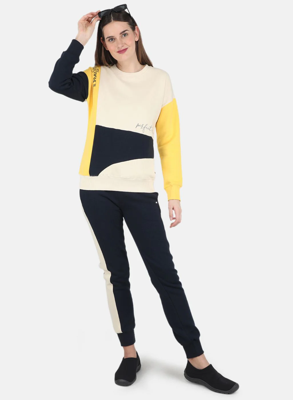 Women Beige Printed Tracksuit - Image 4