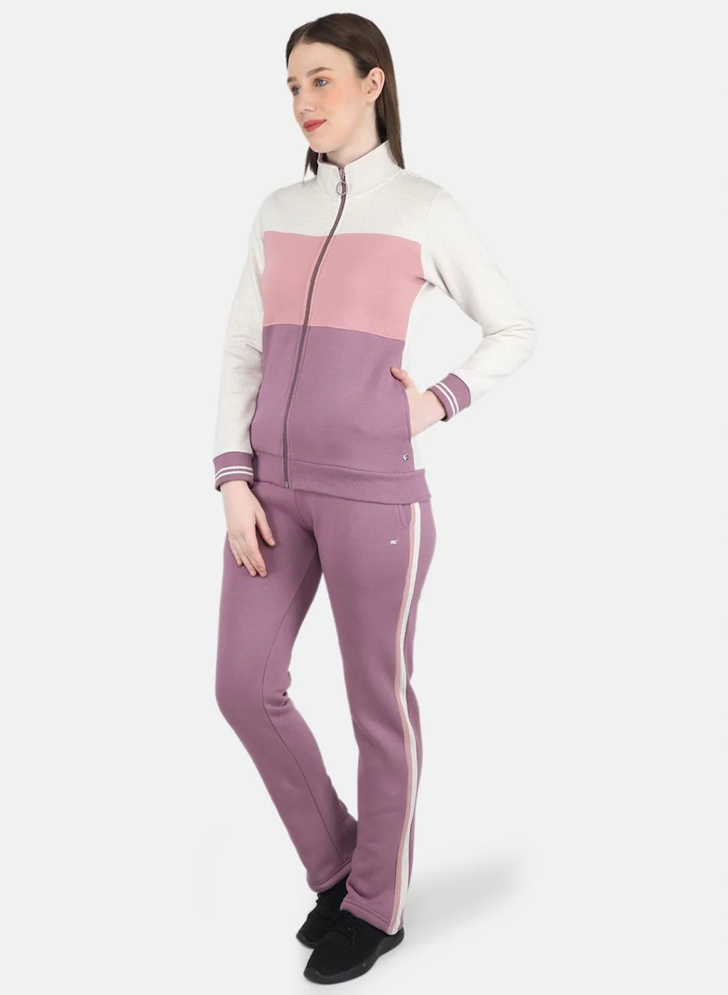 Women Beige Printed Tracksuit - Image 2