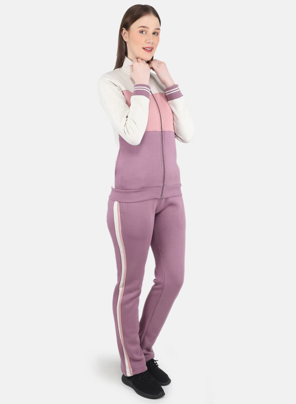 Women Beige Printed Tracksuit - Image 7