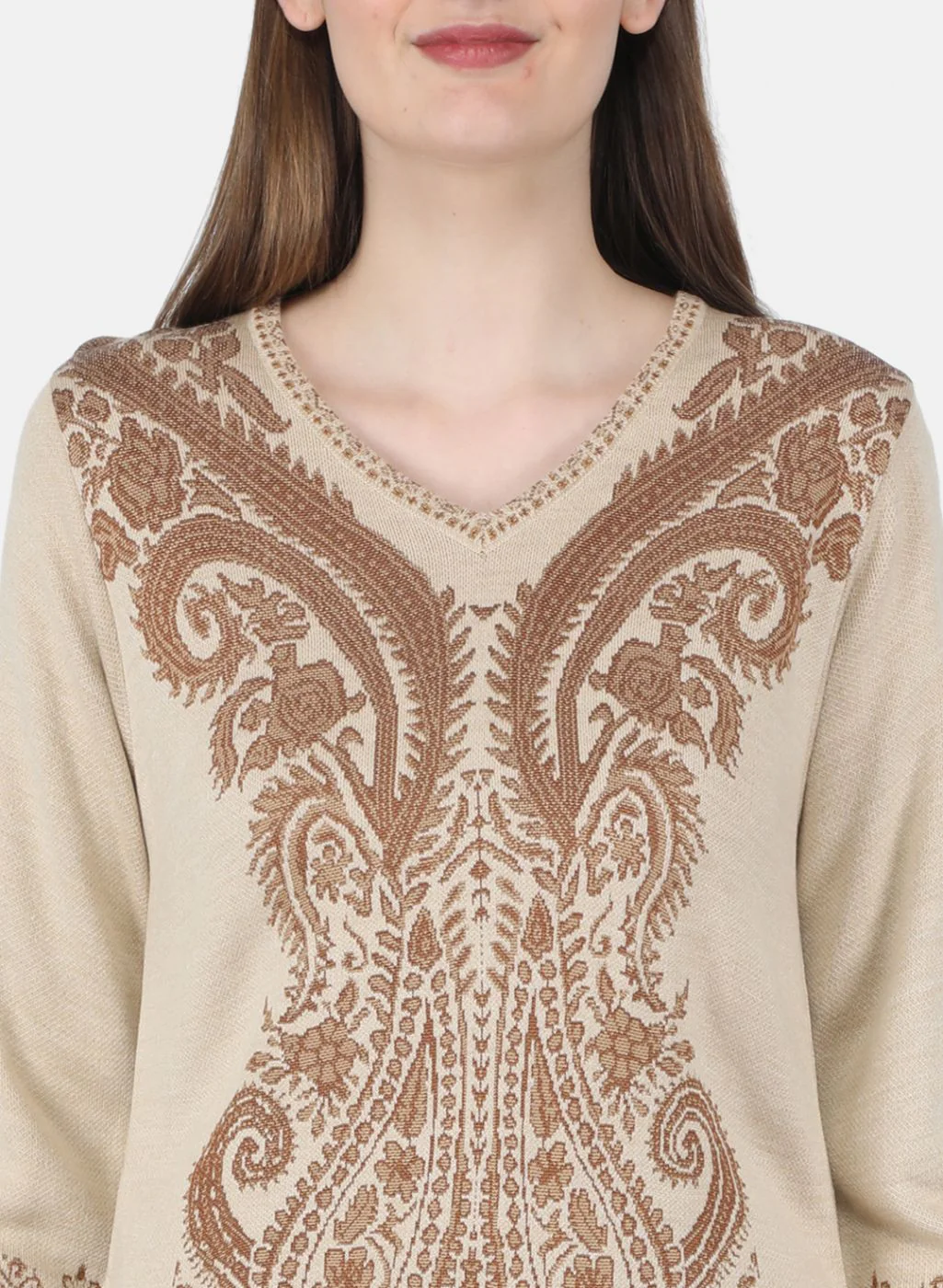 Women Beige Self Design Kurti+Lower Set - Image 5