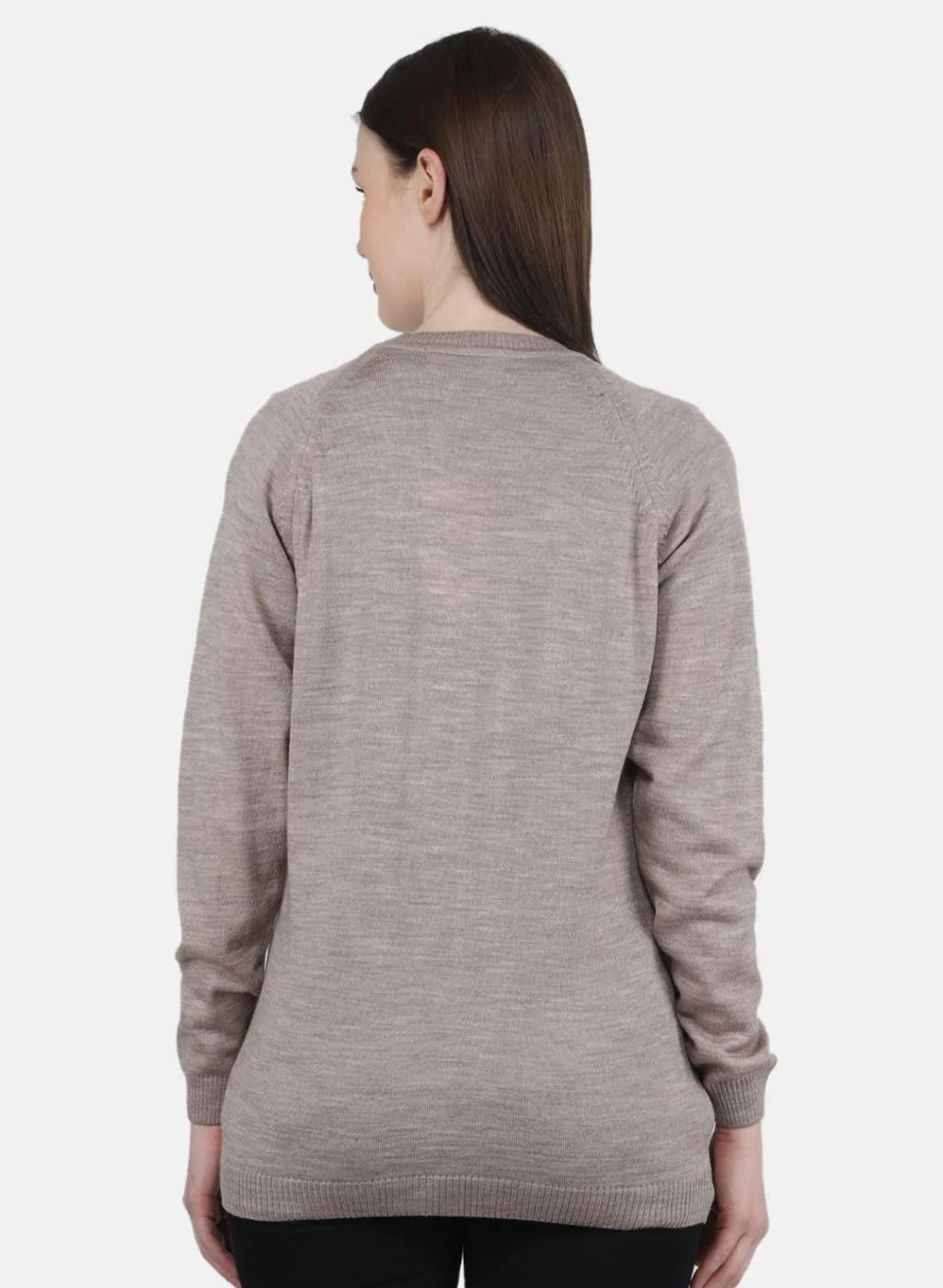Women Beige Solid Cardigan - Image 3