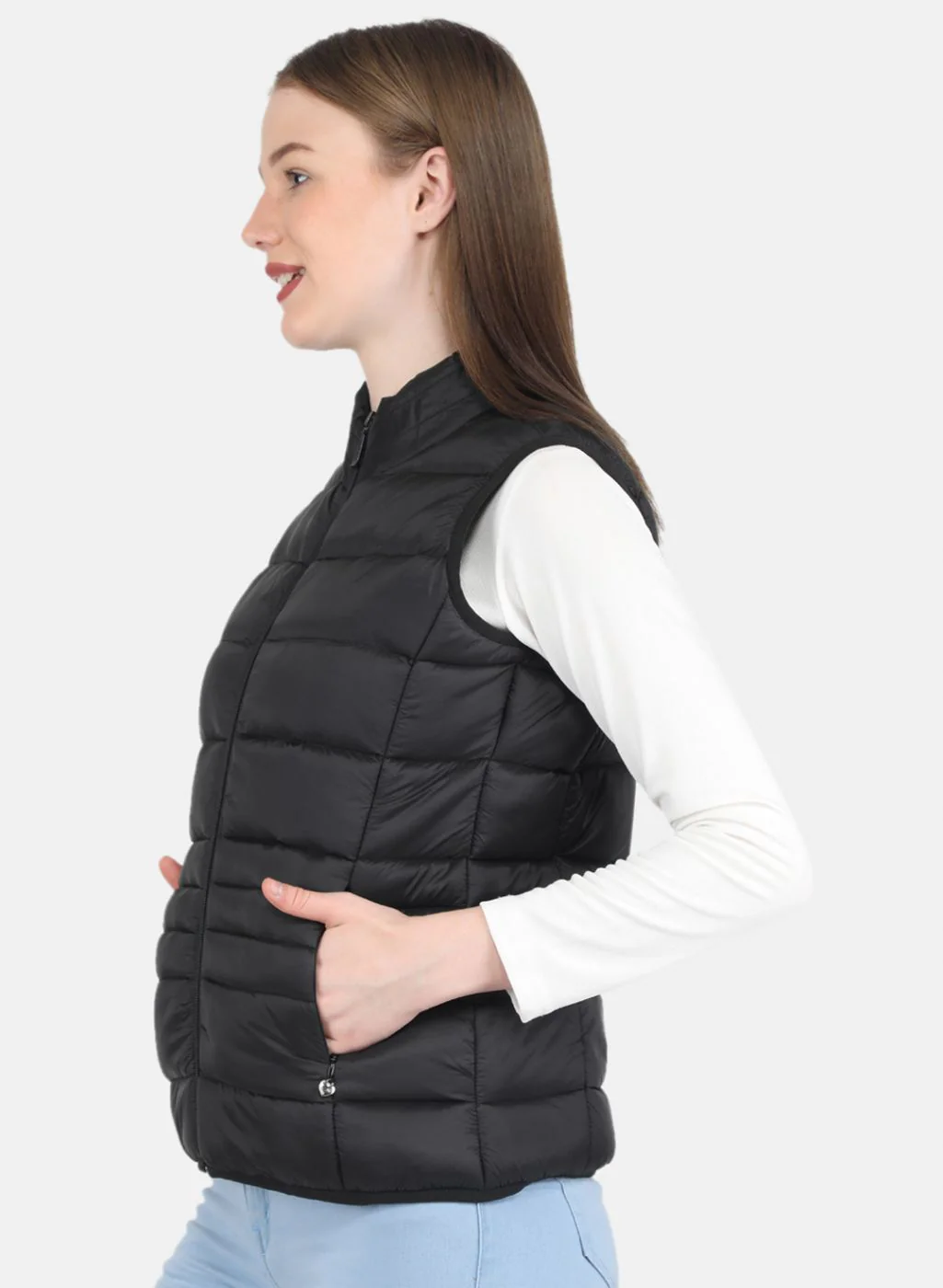 Women Black Puffer Jacket - Image 2