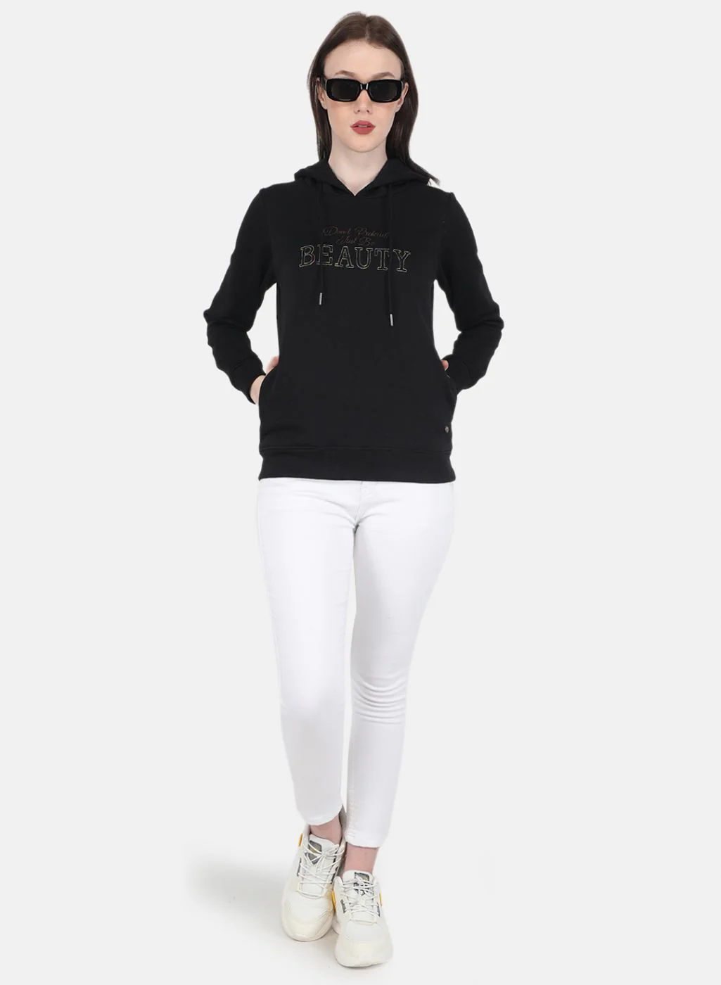 Women Black Embroidered Sweatshirt - Image 4