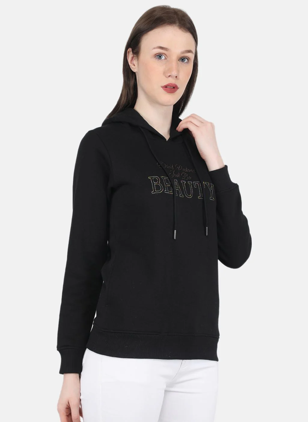 Women Black Embroidered Sweatshirt - Image 6