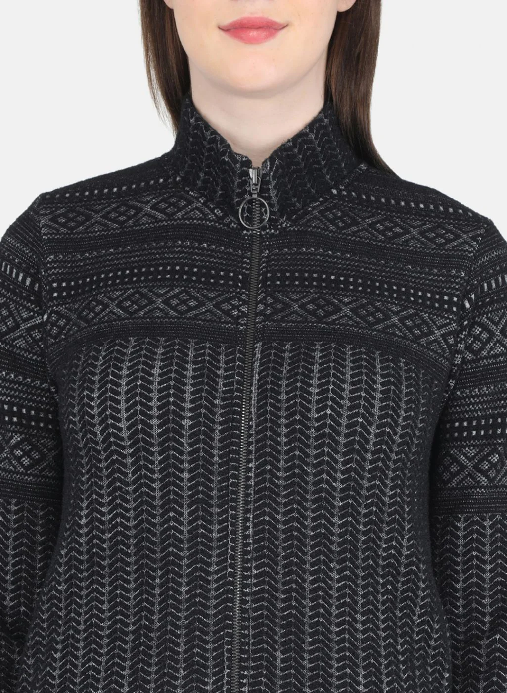 Women Black Jaquard Sweatshirt - Image 5
