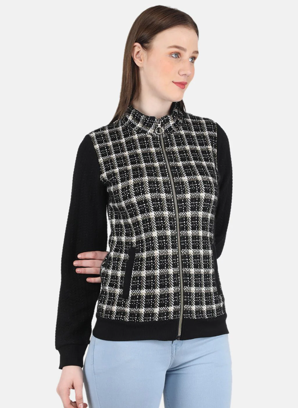 Women Black Jaquard Sweatshirt - Image 6