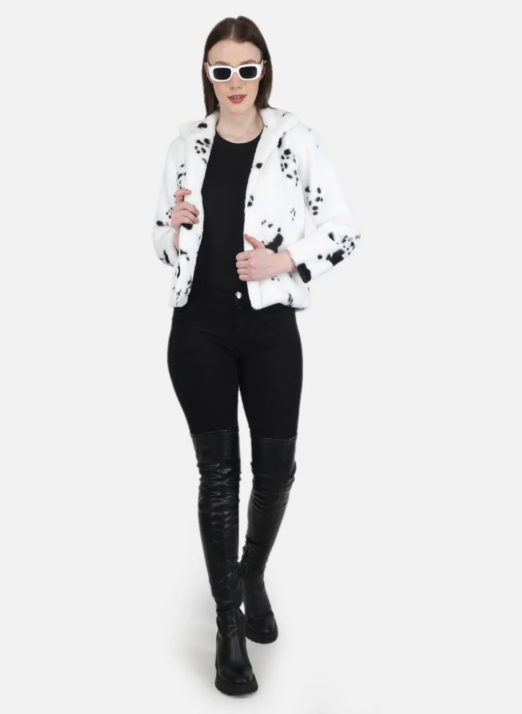 Women Black Printed Jacket - Image 4