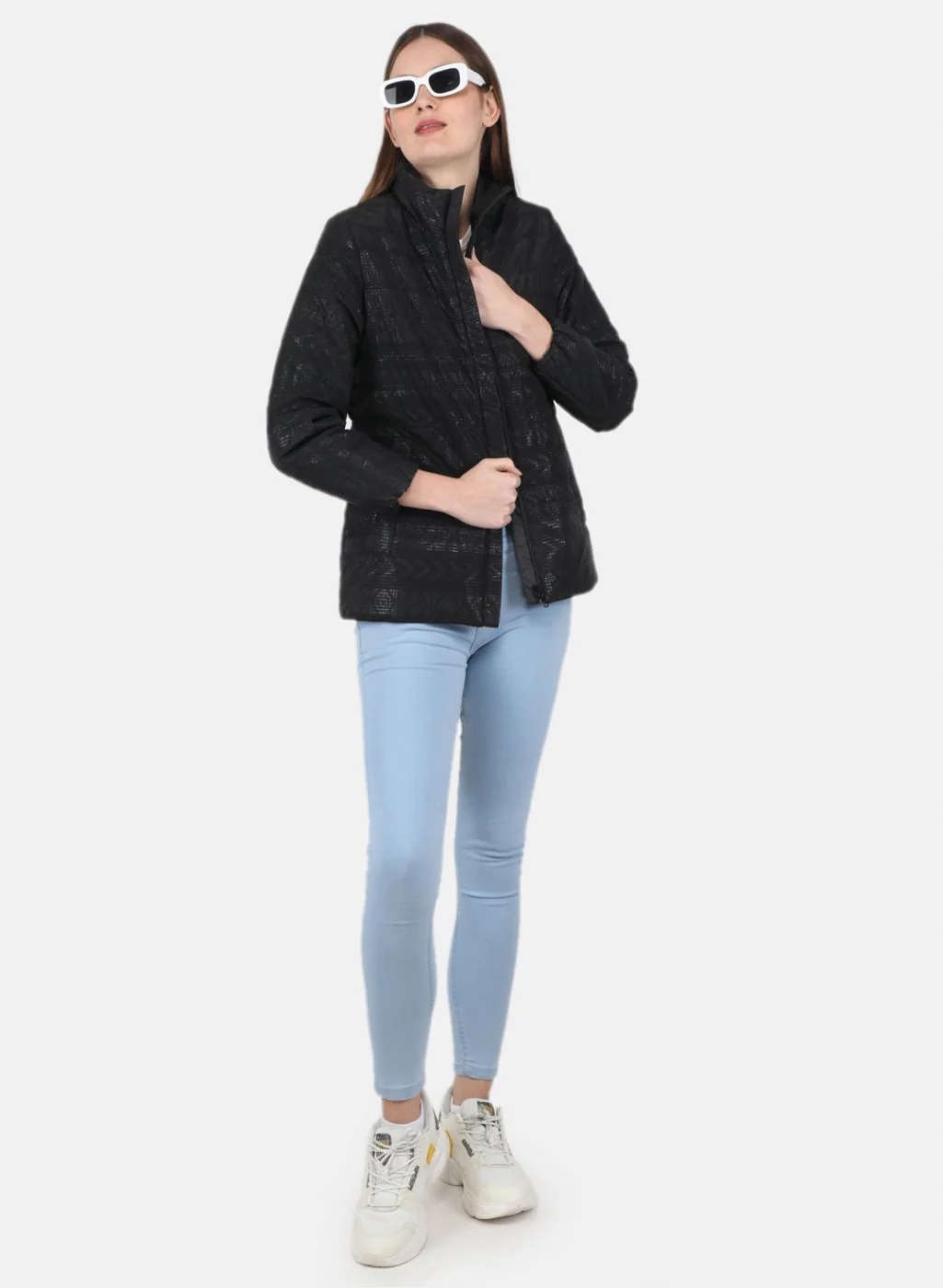 Women Black Printed Jacket - Image 4