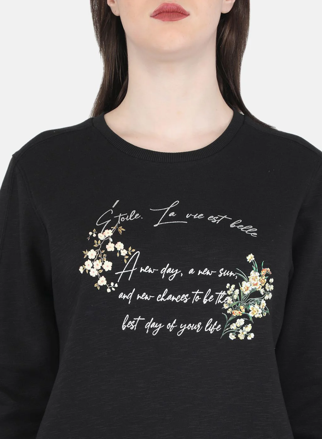 Women Black Printed Sweatshirt - Image 5