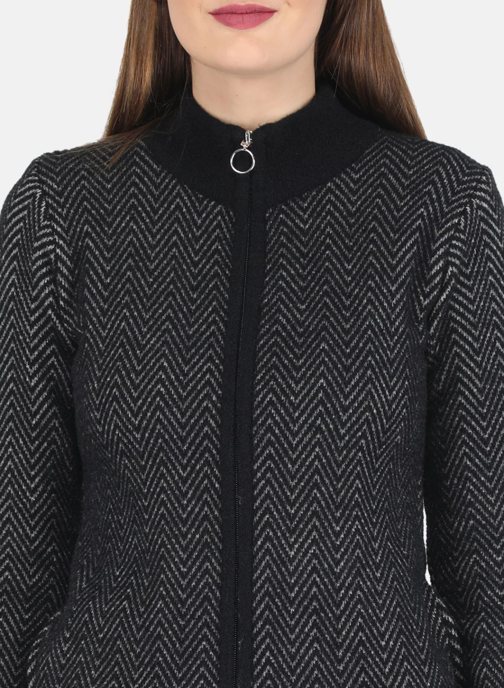 Women Black Self design Pullover - Image 5